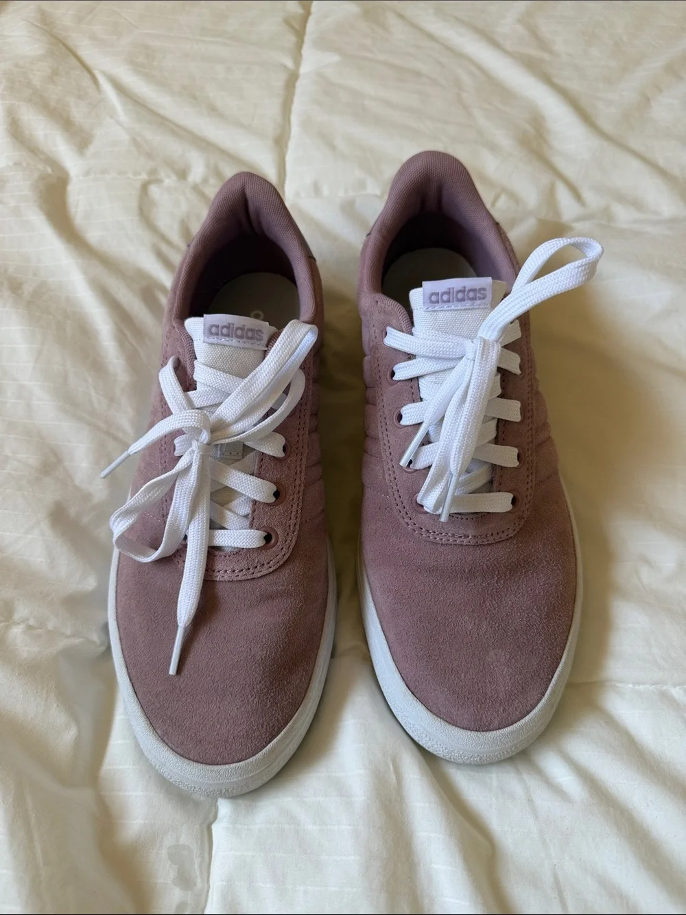 adidas Mauve Suede Low-Top Sneakers with White Laces